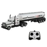 Vokodo RC Semi Truck And Trailer 18 Inch 2.4Ghz Fast Speed 1:16 Scale Electric Fuel Oil Hauler Rechargeable Battery Included Remote Control Car Kids Big Rig Toy Tanker Great Gift Children Boys Girls