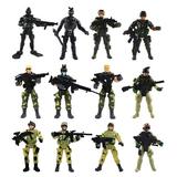 JoyAbit Special Force Army SWAT Soldiers Action Figures With Weapons And Accessories 4 In. Tall 12 Figures/Pack