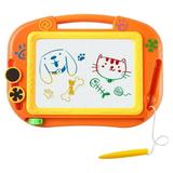 Magnetic Drawing Board Games Toys for Kids- Erasable Colorful Magna Doodle Sketch Tablet Education Writing Pad - Gift for Little Girls Boys Kids Children Travel Size (Orange)