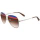 Ferragamo Ladies Shiny Gold/Brown Aviator Sunglasses SF172S 745 60