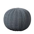 LR Home Medium Solid Transitional Indoor Round Pouf Gray 20 x 20 x 16