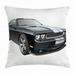 Cars Throw Pillow Cushion Cover Black Modern Pony Car with White Racing Stripes Coupe Sports Dragster Print Decorative Square Accent Pillow Case 20 X 20 Inches Black Grey White by Ambesonne