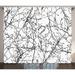 Home Decor Curtains 2 Panels Set Branches with Leaf Buds Spring Woodland Country Nature Monochromic Decoration Window Drapes for Living Room Bedroom 108W X 90L Inches Balck White by Ambesonne