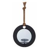 Danya B Round Rustic Pillar Candle Sconce with Rope and Mirror