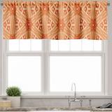 Ambesonne Abstract Window Valance Floral Detailed Lines Grid 54 X 12 Peach Vermilion