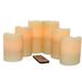 EcoGecko Set of 6 Wax Multi-Color Flameless LED Pillar Candles with Remote & Timer Ivory