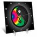 3dRose Black Yin and Psychedelic Yang Symbol Desk Clock 6 by 6-inch