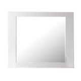 Contemporary Beveled Edge Mirror with Rectangular Wooden Frame White- Saltoro Sherpi