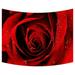 ZKGK Red Rose With Raindrop Flower Floral Pattern Tapestry Wall Hanging Wall Decor Art for Living Room Bedroom Dorm Cotton Linen Decoration 80x60 Inches