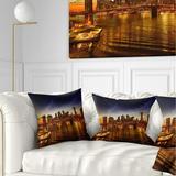 DESIGN ART Designart Manhattan Sunset on East River Cityscape Photo Throw Pillow 16 in. x 16 in. Small
