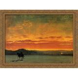 Indian Rider at Sunset 38x28 Large Gold Ornate Wood Framed Canvas Art by Albert Bierstadt