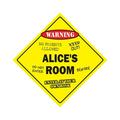 Alice s Room Sign Crossing Zone Xing | Indoor/Outdoor | 14 Tall kids bedroom decor door children s name boy girl