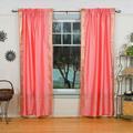 Lined-Pink Rod Pocket Sheer Sari Curtain / Drape / Panel - 60W x 108L - Pair