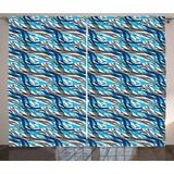 Abstract Curtains 2 Panels Set Surreal Expressionism Inspired Image Modern Art Stripes Swirls Waves Trippy Window Drapes for Living Room Bedroom 108W X 63L Inches Grey Blue White by Ambesonne