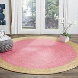 SAFAVIEH Natural Fiber Cebrail Braided Jute Area Rug Pink/Natural 8 x 8 Round