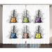 Music Curtains 2 Panels Set Sketchy Lined Colored Design Guitar Insrument Collage Teens Rocker Song Lovers Image Window Drapes for Living Room Bedroom 108W X 108L Inches Multicolor by Ambesonne