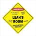 SignMission X-Leahs Room 12 x 12 in. Crossing Zone Xing Room Sign - Leahs