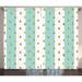 Modern Curtains 2 Panels Set Drops on Vertical Striped Background Geometric Simplistic Print Window Drapes for Living Room Bedroom 108W X 90L Inches Mint Green White and Yellow by Ambesonne