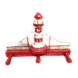 Lighthouse Hanger 12 w/ 3 Pegs - Rustic Red Nautical Accent | #ort1700528r