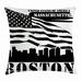 Boston Throw Pillow Cushion Cover Fluttering Grungy Design United States of America Flag Illustration with Text Decorative Square Accent Pillow Case 24 X 24 Inches Black and White by Ambesonne