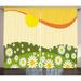 Nature Curtains 2 Panels Set Daisy Flower Field with Chamomiles Hill under Sun Idyllic Cartoon Window Drapes for Living Room Bedroom 108W X 84L Inches Cream Lime Green Earth Yellow by Ambesonne