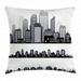 City Throw Pillow Cushion Cover Silhouette Long Buildings Skyline Real Estate Pattern Architecture Inspirations Decorative Square Accent Pillow Case 18 X 18 Inches Black Grey White by Ambesonne