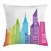 City Throw Pillow Cushion Cover Colorful City Skyline Abstract Skyscraper Silhouettes Geometric Arrangement American Decorative Square Accent Pillow Case 24 X 24 Inches Multicolor by Ambesonne