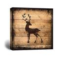 wall26 - Square Canvas Wall Art - Deer Silhouette on Rustic Wood Board Texture Background - Giclee Print Gallery Wrap Modern Home Art Ready to Hang - 24x24 inches