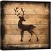 wall26 - Square Canvas Wall Art - Deer Silhouette on Rustic Wood Board Texture Background - Giclee Print Gallery Wrap Modern Home Art Ready to Hang - 24x24 inches