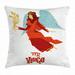 Virgo Throw Pillow Cushion Cover Astrological Zodiac Sign with Woman with Wings and Cute Dress Horoscope Decorative Square Accent Pillow Case 24 X 24 Inches Vermilion Seafoam Orange by Ambesonne