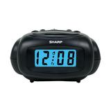 SHARP Digital Alarm Clock Black LCD Display Battery Operated Small Travel Clock