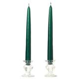 1 Pair Taper Candles Unscented 8 Inch Hunter Green Tapers .88 in. diameter x 8 in. tall