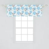 Ambesonne Animals Window Valance Head of Panda Bear with Pale Purple Rose and Leaf Motifs Natural Art Print Curtain Valance for Kitchen Bedroom Decor with Rod Pocket 54 X 18 Sky Blue and White