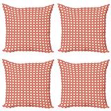 Geometric Throw Pillow Cushion Case Pack of 4 Big Little Polka Dots Vibrant Toned Background Contrasting Colors Design Modern Accent Double-Sided Print 4 Sizes Pale Yellow Red by Ambesonne