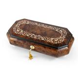 Handcrafted Cut-Corner Music Box With Arabesque Wood Inlay Design - Strangers in the Night