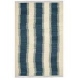 SAFAVIEH Kilim Colten Solid Striped Wool Area Rug Blue/Ivory 4 x 6
