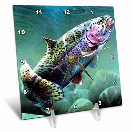 3dRose Rainbow Trout 6x6 Desk Clock