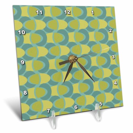3dRose Fifties Retro in Green 6x6 Desk Clock