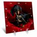 3dRose Print of Dachshund Painting Desk Clock 6 by 6-inch