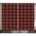 Tartan Curtains 2 Panels Set Plaid Composition with Geometric Elements Abstract Design Scottish Window Drapes for Living Room Bedroom 108 W X 108 L Vermilion Maroon and White by Ambesonne
