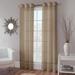 2 PANEL MIRA SOLID TAUPE TAN SEMI SHEER WINDOW FAUX SILK ANTIQUE BRONZE GROMMETS CURTAIN DRAPES 55 WIDE X 63 LENGTH