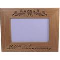 20th Anniversary - Natural Alder Wood Engraved Tabletop/Hanging Photo Picture Wedding Memory Frame