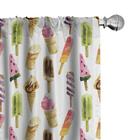 Ambesonne Ice Cream Curtains Watercolor Pair of 28 x63 Multicolor