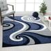 Luxe Weavers 0327 Blue Swirls Modern Abstract Runner Rug 2x8