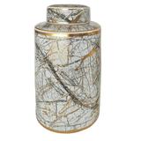 Sagebrook Home Ceramic 16 Jar With Gold Lid White