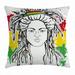 Rasta Throw Pillow Cushion Cover Grunge Ethiopian Flag Colors with a Black and White Sketchy Girl Image Decorative Square Accent Pillow Case 24 X 24 Inches Red Marigold and Green by Ambesonne