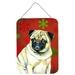 Carolines Treasures LH9342DS1216 Pug Red and Green Snowflakes Holiday Christmas Wall or Door Hanging Prints 12x16