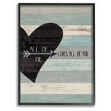 Stupell All of Me Loves All Of You Distressed Heart Framed Giclee Texturized Art 16 x 20
