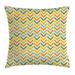 Chevron Throw Pillow Cushion Cover Retro Countryside Colors Zigzags in Vertical Direction Striped Composition Decorative Square Accent Pillow Case 18 X 18 Inches Green Yellow Orange by Ambesonne