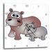 3dRose Cute Hippos Mom and Baby - Wall Clock 10 by 10-inch